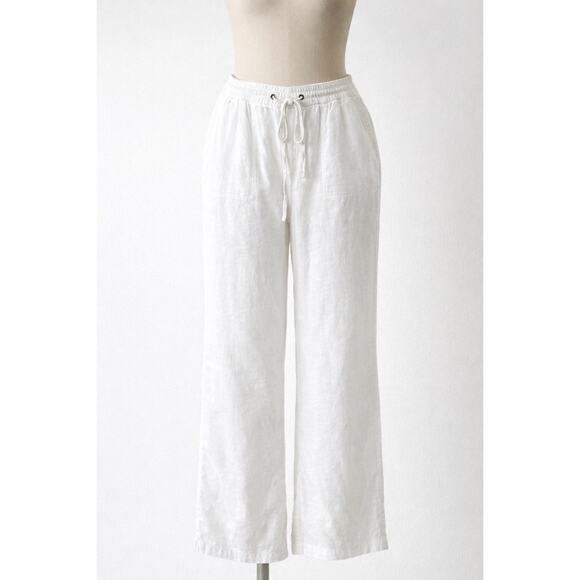 Caslon White Linen Drawstring Wide Leg Pants Women’s XL Summer Resort - Picture 2 of 8